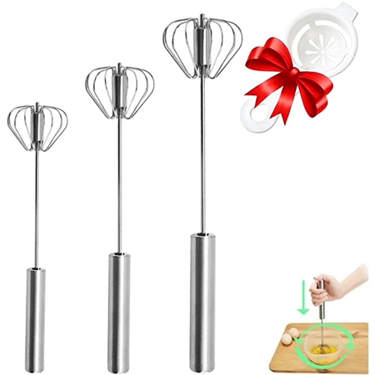 1/3pcs Stainless Steel Egg Bea - Kitchen Gadgets Blender review and price